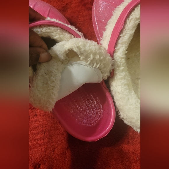 Girls Glitter Pink Croc like Slip on Shoes - Picture 6 of 9